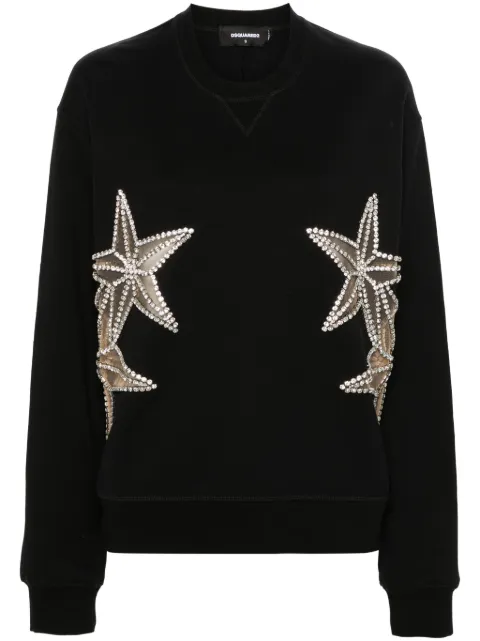 DSQUARED2 crystal-embellished cotton sweatshirt Black S72GU0446S25551