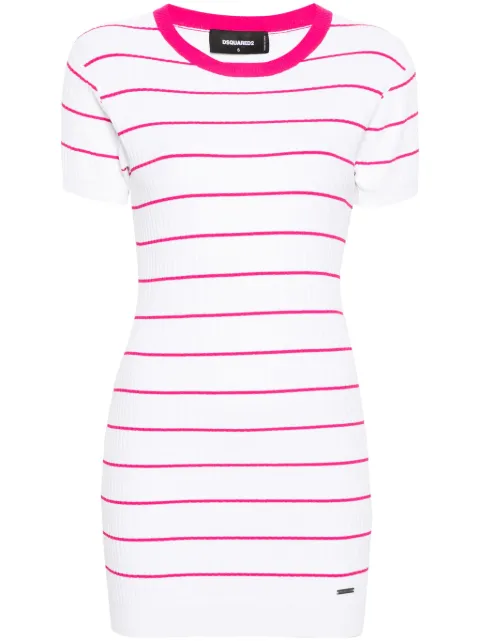 DSQUARED2 striped knitted dress White S72CV0523D13015
