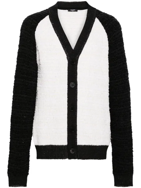 Balmain colour-block bouclé cardigan White CH1KL034KF86