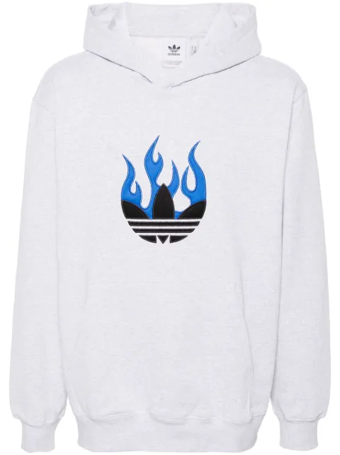 adidas flames logo-patch cotton hoodie Grey IS2947