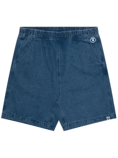 AAPE BY *A BATHING APE® logo-embossed denim shorts Blue ASPA671XXM