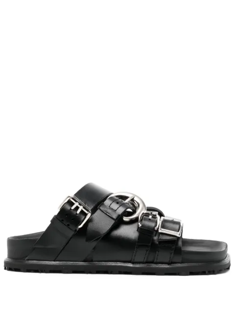 Marine Serre buckled leather sandals Black WFW030BK99
