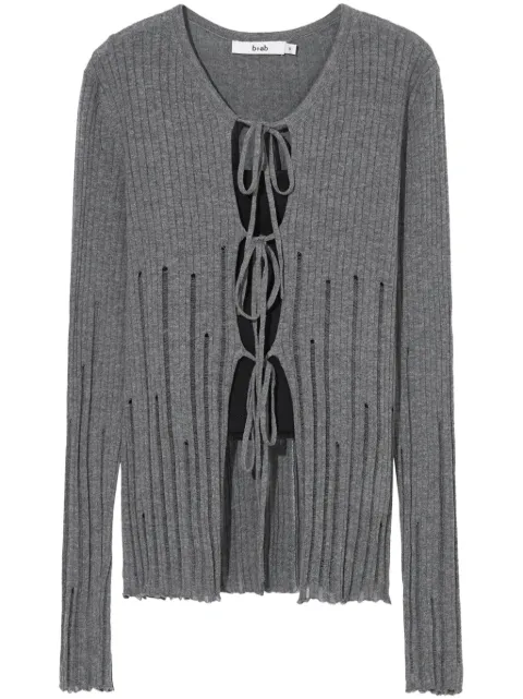 b+ab distressed-effect ribbed-knit cardigan Grey 4S332AI