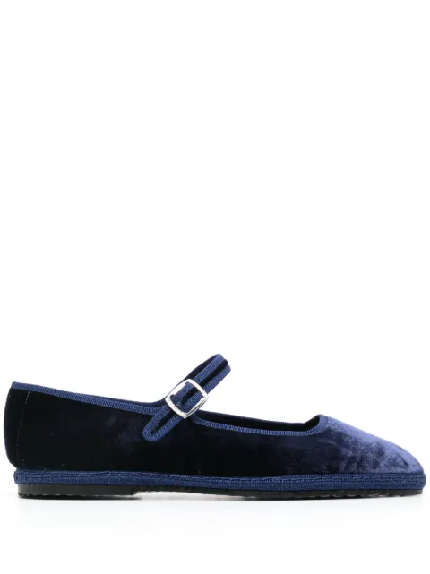 Scarosso Petra velvet ballerina shoes Blue PETRASLIPBLUVELV