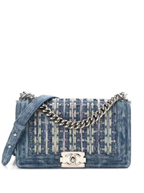 CHANEL Pre-Owned 2018 medium Boy Chanel shoulder bag Blue CHADENIMBOY