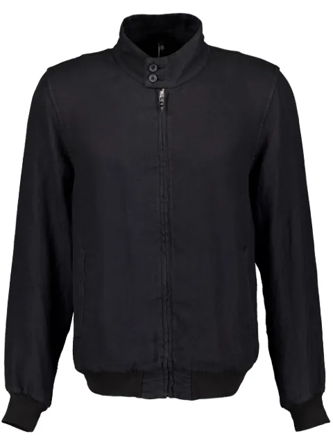 120% Lino zip-up linen bomber jacket Black 31ALIM89FP000D943