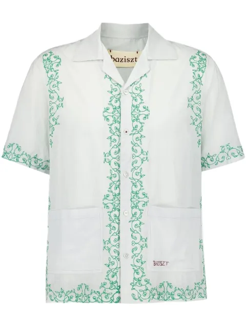 Baziszt embroidery shirt White S56