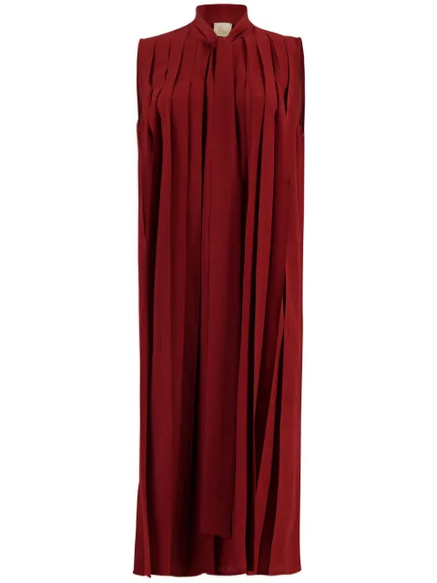PAULA pleated silk dress Red AQUARIUS