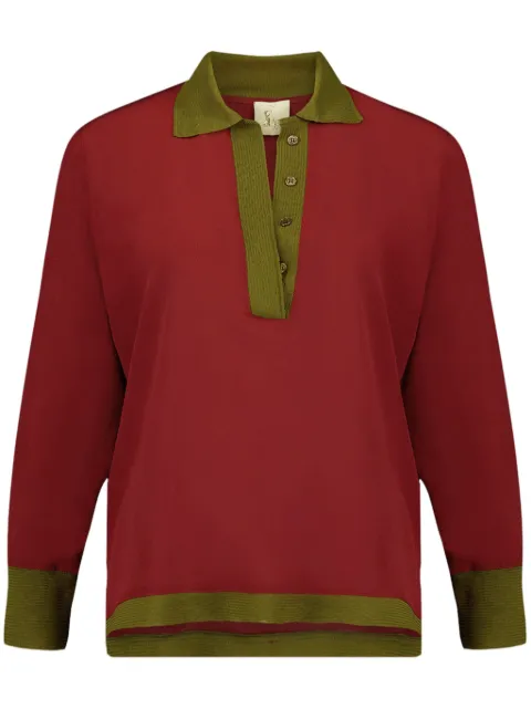 PAULA long sleeve v-neck top Red DIANE4