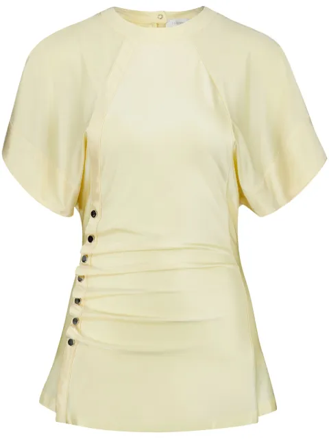 Rabanne draped-detail round-neck blouse Neutrals 24PJTO742VI0267