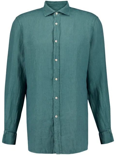 Boglioli classic-collar linen shirt Blue 610TSB3853