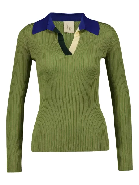 PAULA colour-block knitted top Green SUN
