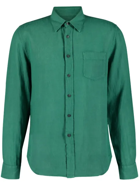 120% Lino long-sleeve linen shirt Green 31ALIM14250000115