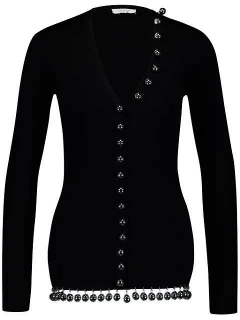 Rabanne bead-embellished wool cardigan Black 24SMPU244ML0262