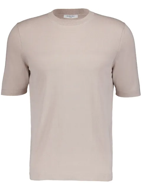 Boglioli crew-neck silk-cotton blend T-shirt Neutrals 91555SA0806