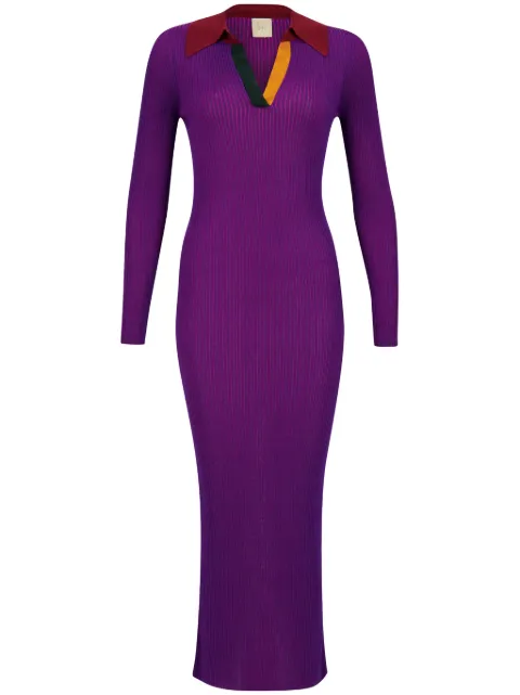 PAULA long-sleeve knitted maxi dress Purple DENEBOLA
