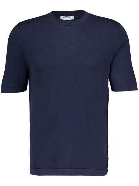 Boglioli crew-neck silk-cotton blend T-shirt Blue 91555SA0806
