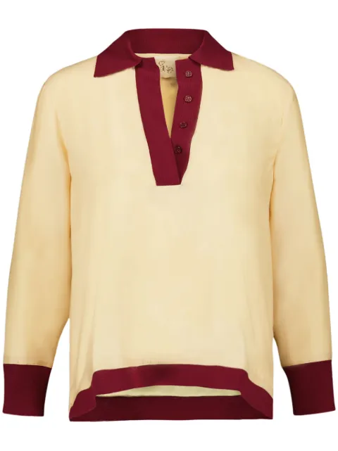 PAULA Diane V-neck silk blouse Neutrals DIANE5
