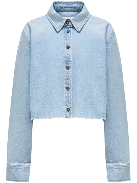12 STOREEZ cropped organic-cotton denim shirt Blue 124683