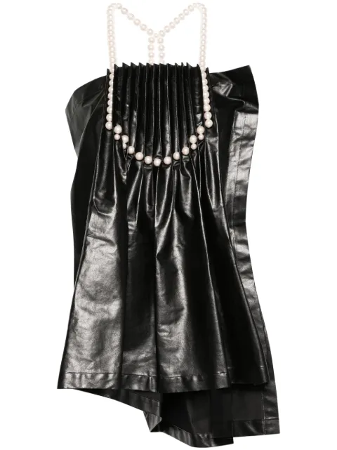 Junya Watanabe pearl-detail pleated blouse Black JMB002051