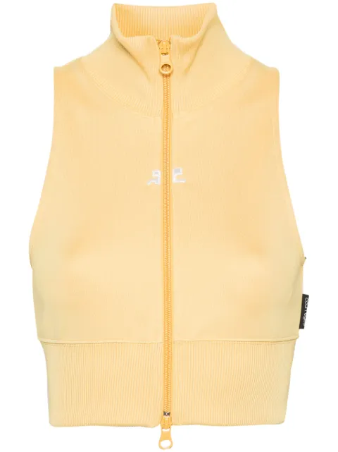 Courrèges zip-up cropped vest Yellow 124JVE072JS0091