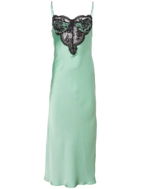 Fleur Du Mal Frankie lace cupped slip dress Green SL01350884
