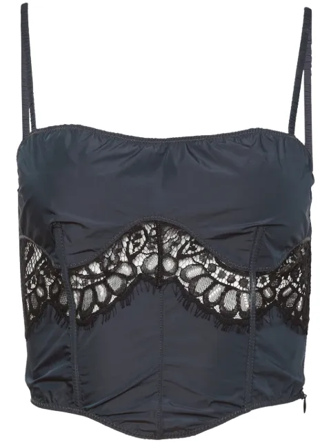 Fleur Du Mal lace-trim detail bustier top Blue TP05930912