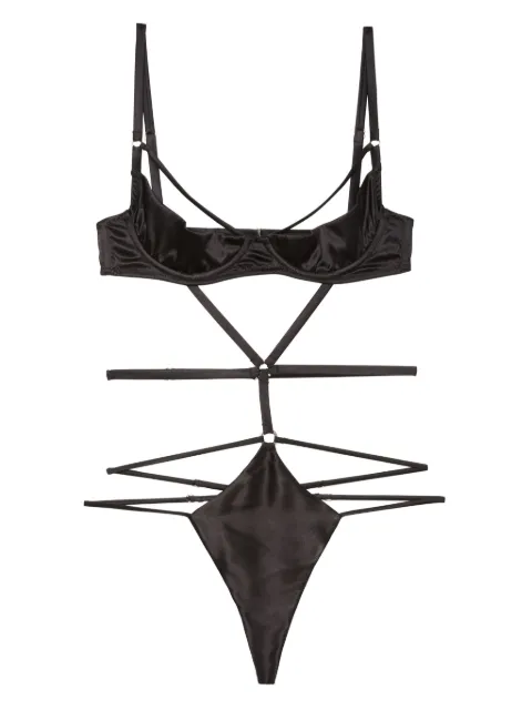 Fleur Du Mal strappy bondage underwire bodysuit Black BS04280100