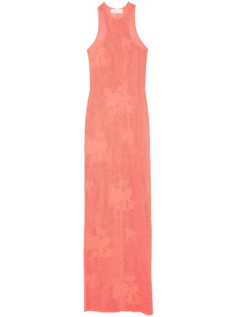 Fleur Du Mal pointelle-knit lace maxi dress Orange DR05400915