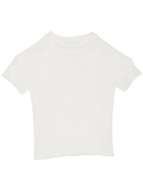 Fleur Du Mal pointelle-knit lace T-shirt White TP05920300