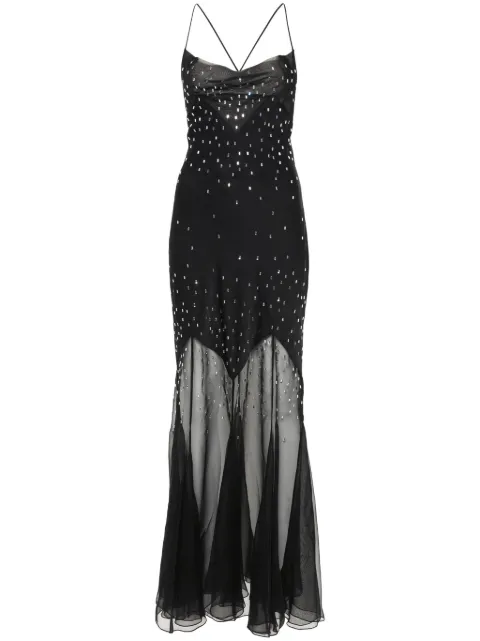 Rabanne crystal-embellished long dress Black 24PCRO756PO0336