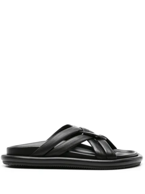Moncler Bell crossover-strap leather slides Black J109B4L00130M4041