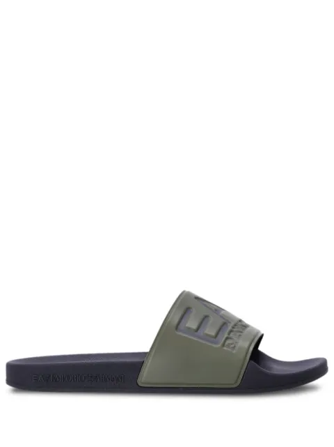 Ea7 Emporio Armani logo-embossed slides Green XCP001XCC22
