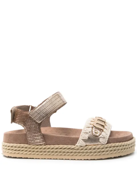 Mou rope logo-lettering leather sandals Gold SW451000C