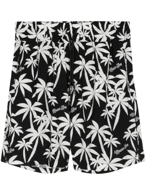 Mauna Kea palm tree-print drawstring track shorts Black MKU208
