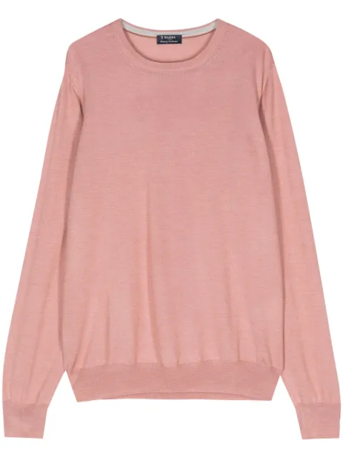 Barba fine-knit virgin wool silk jumper Pink 1319057567