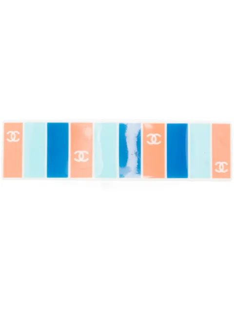 CHANEL Pre-Owned 2005 striped hair barette Blue 1501543