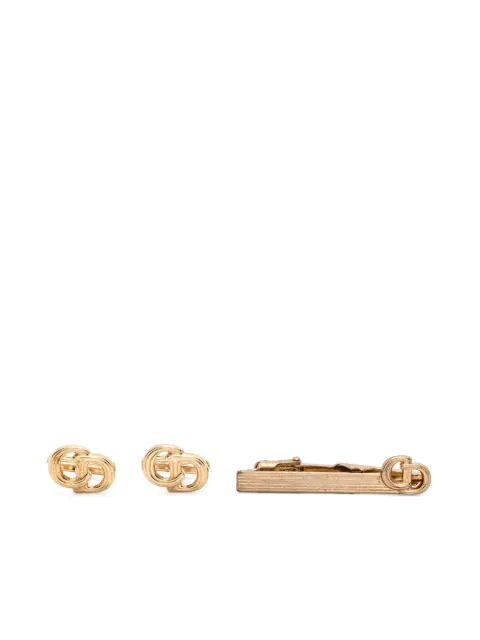 Christian Dior Pre-Owned 1990s CD logo cufflinks and tie clip set Gold 1501534
