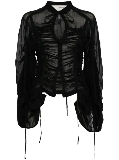 Isabel Benenato strap-detail draped top Black DW41S24
