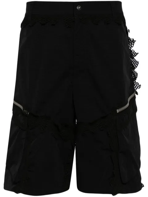 HELIOT EMIL Spherical netting-detail cargo shorts Black PRESS24M10140