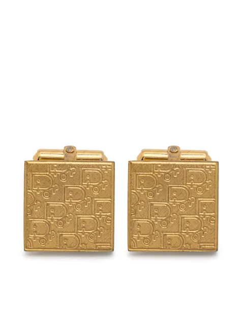 Christian Dior Pre-Owned 1990s Oblique monogram cufflinks Gold 1501535