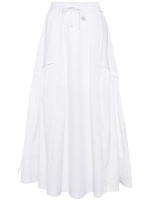 Isabel Benenato drawstring-waist cotton midi skirt White DW24S24
