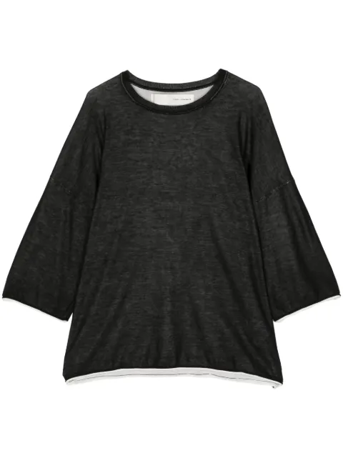 Isabel Benenato three-quarter length sleeves cotton jumper Black UK05S24