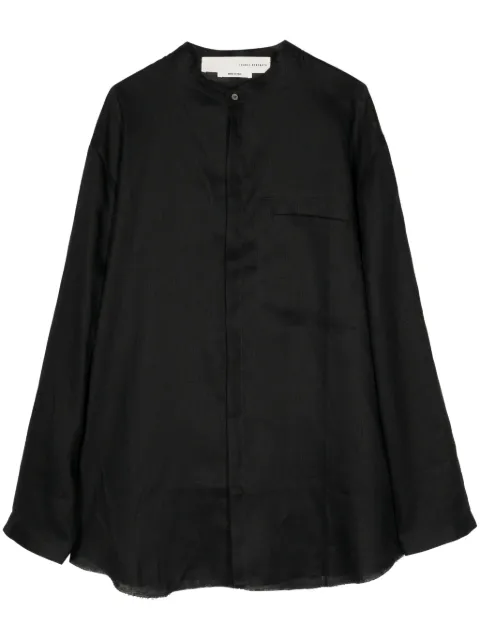 Isabel Benenato band-collar linen shirt Black UW44S24BLK