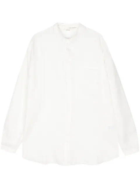 Isabel Benenato band-collar linen shirt White UW44S24WHT