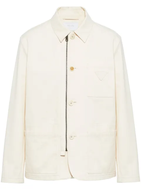Prada herringbone cotton shirt jacket Neutrals SD170SOOO14B5
