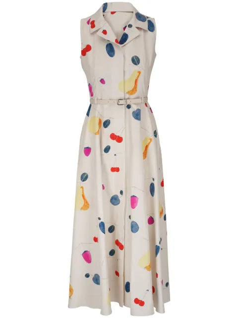 Akris abstract-print silk dress Neutrals 7401434514099834076