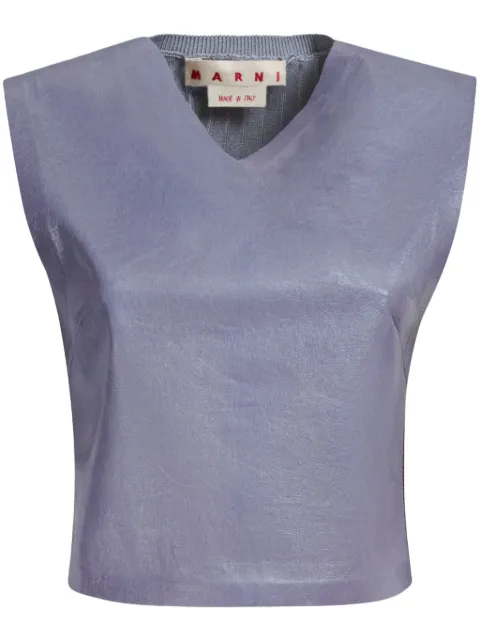 Marni leather cropped top Grey TTMX0309LQULG153