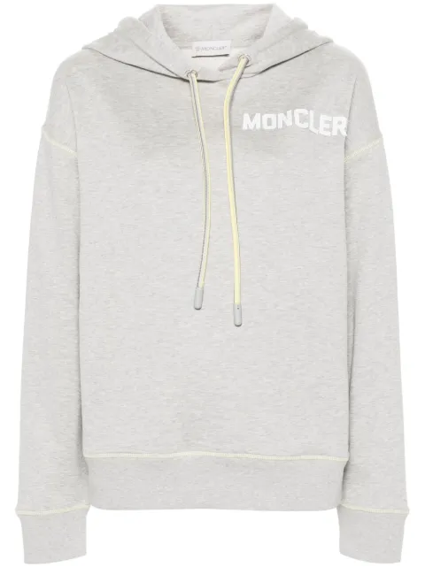 Moncler logo-embroidered cotton hoodie Grey J10938G0001989AHQ
