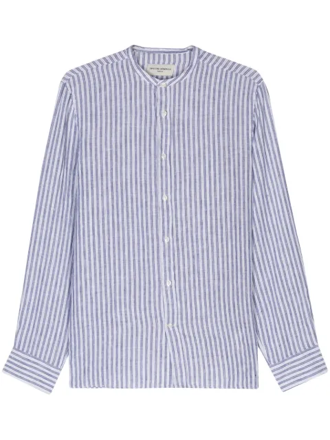 Officine Generale striped linen blend shirt Blue S24MSHI026